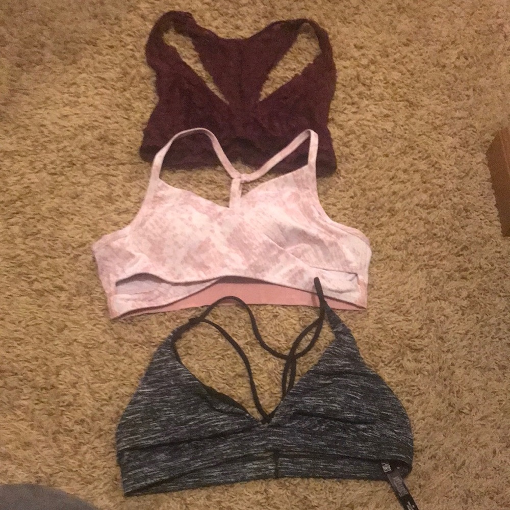 3 strappy Victoria secret pink sport bras all size medium